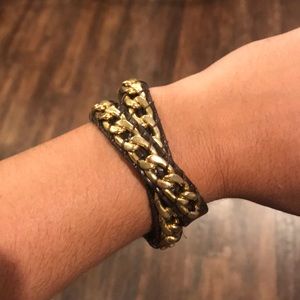 Michael Kores leather gold chain bracelet